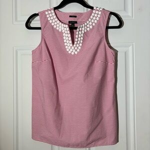 ❤️2/$15 or 3/$21❤️ Talbots Striped Sleeveless Top w/Beading, Size 2